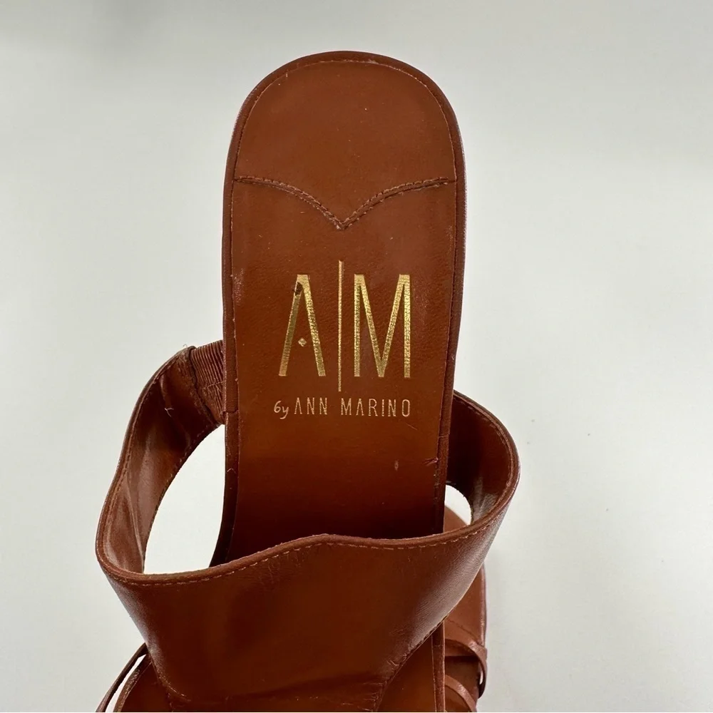 AM Ann Marino womens heels size 8 tan leather square toe slides vintage 80s 90s